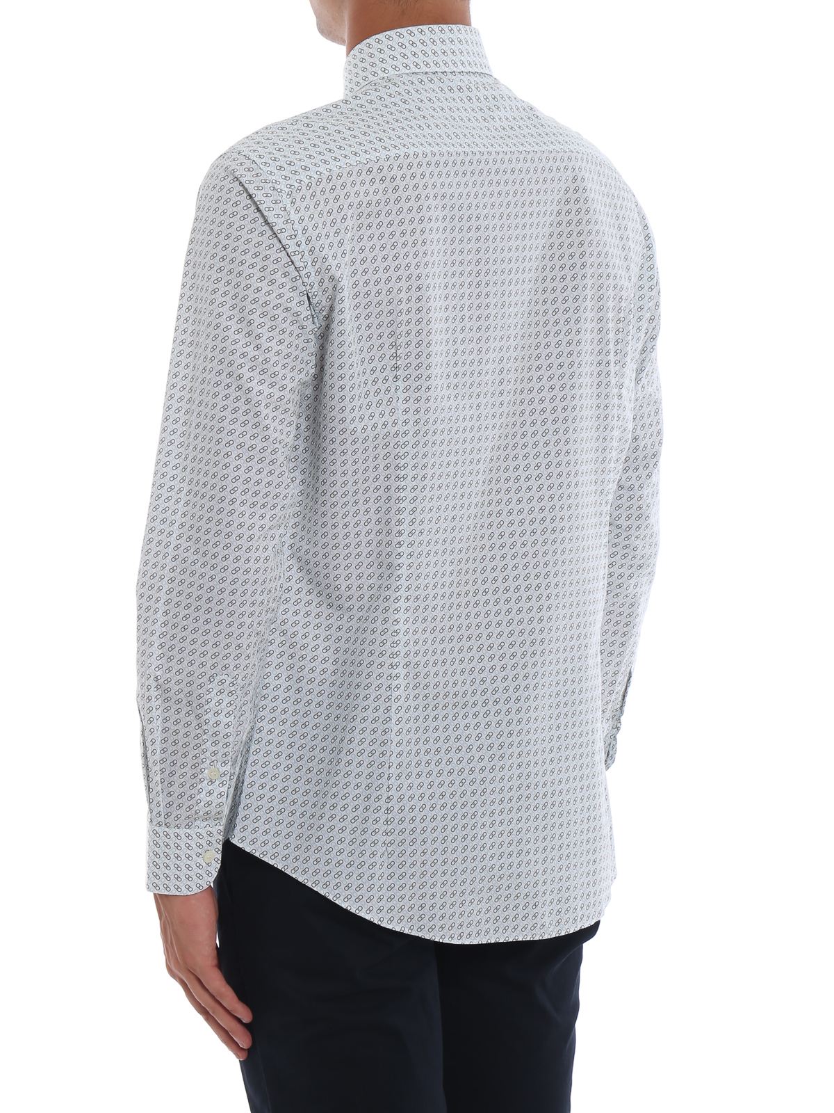 Ferragamo Cotton Gancini Print Shirt in White for Men Grey Mens Shirts Ferragamo Shirts 