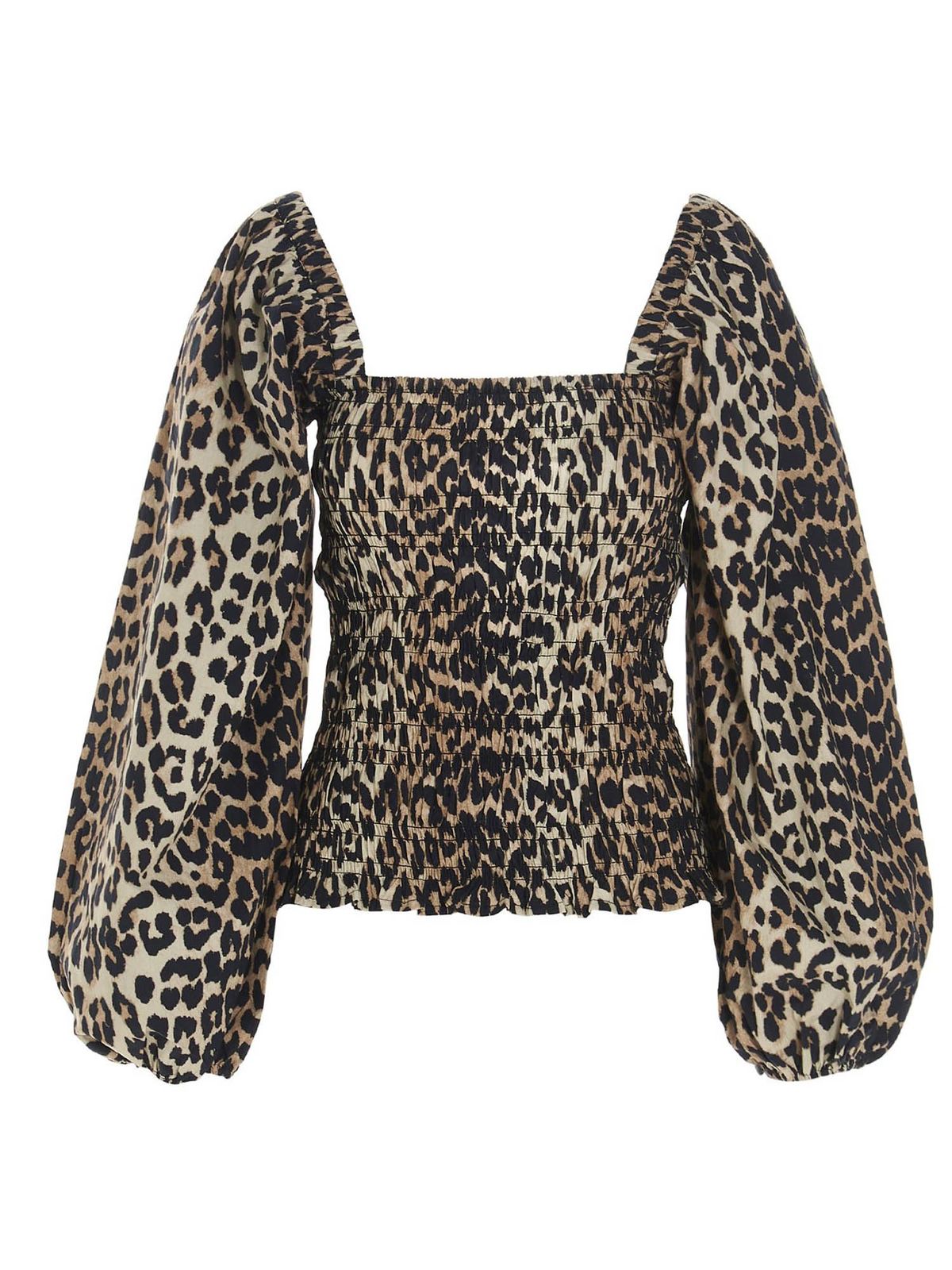 Blouses Ganni - Puff sleeve blouse in animalier - F5656943 | iKRIX.com