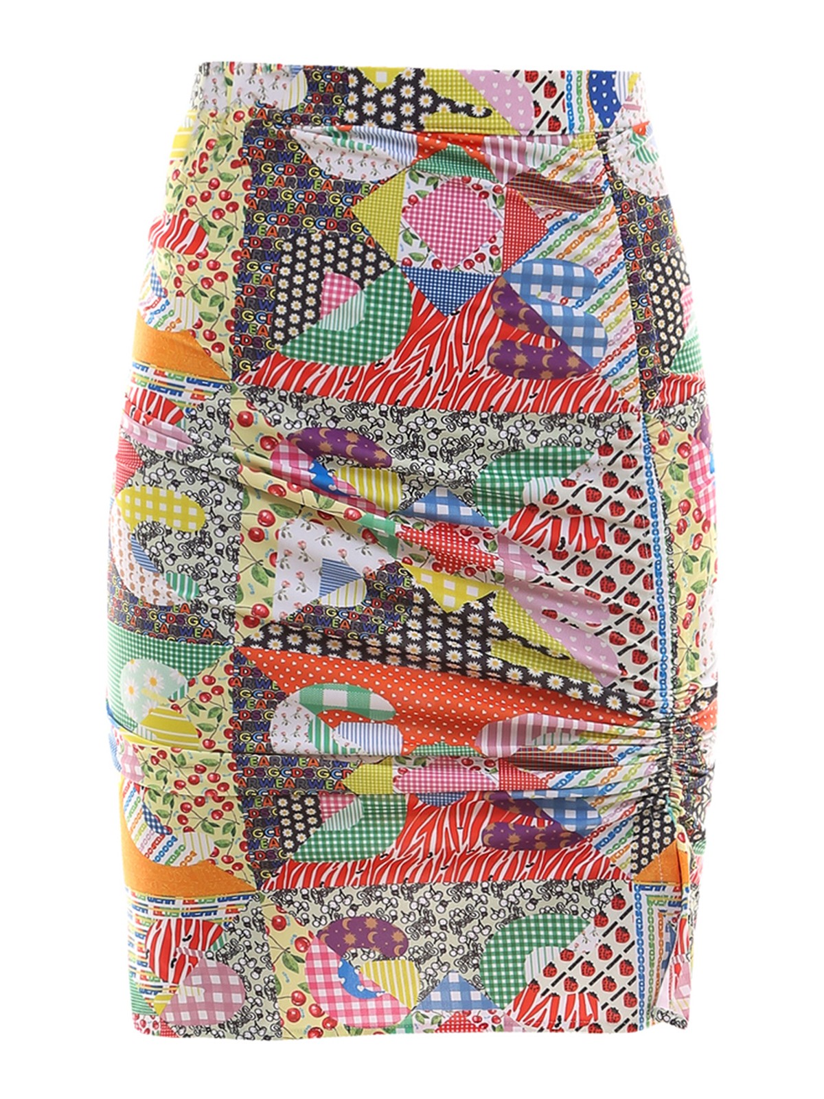 GCDS MULTICOLOURED PATCHWORK SKIRT