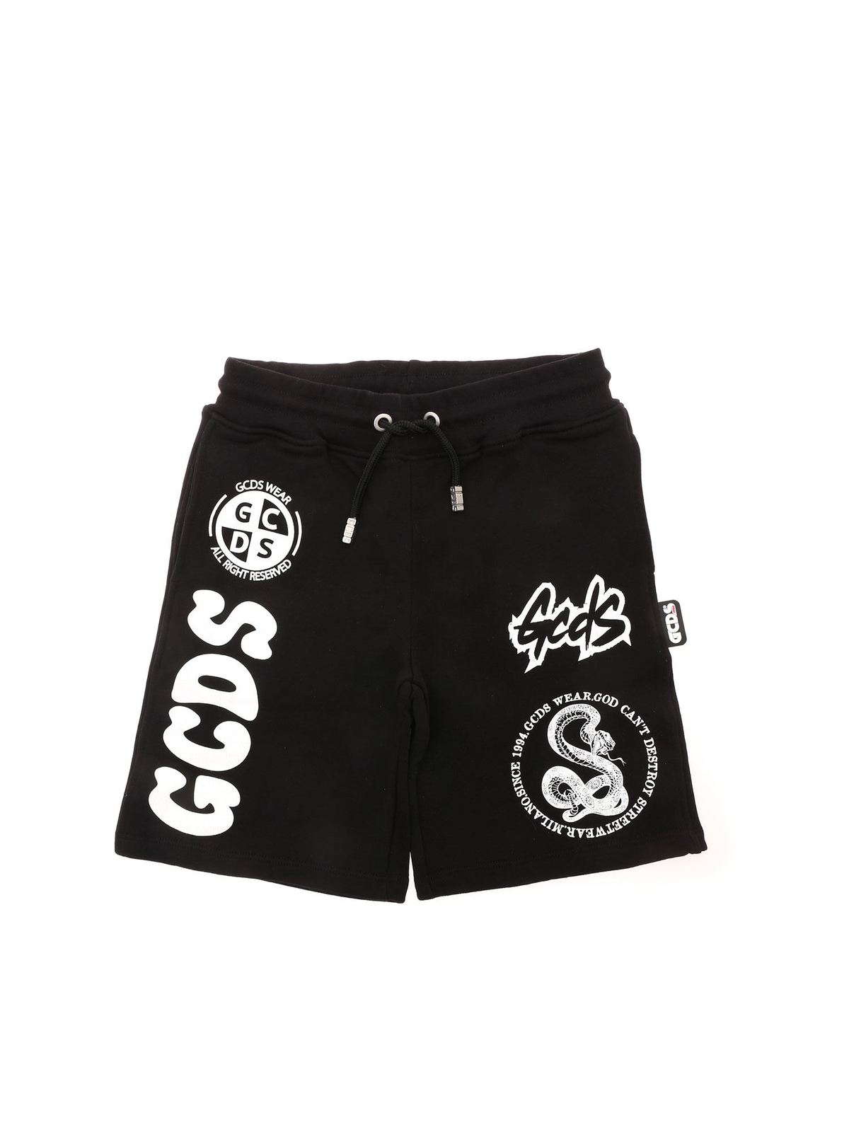 Gcds Logo Print Cotton Track Shorts In Black