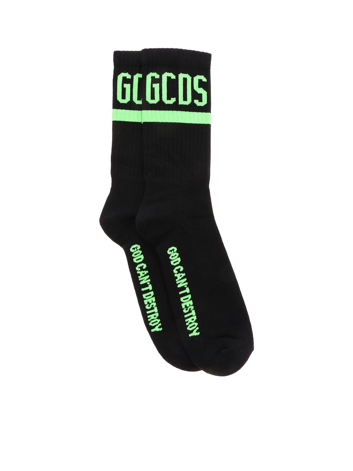 GCDS GCDS SOCKS IN BLACK AND NEON GREEN