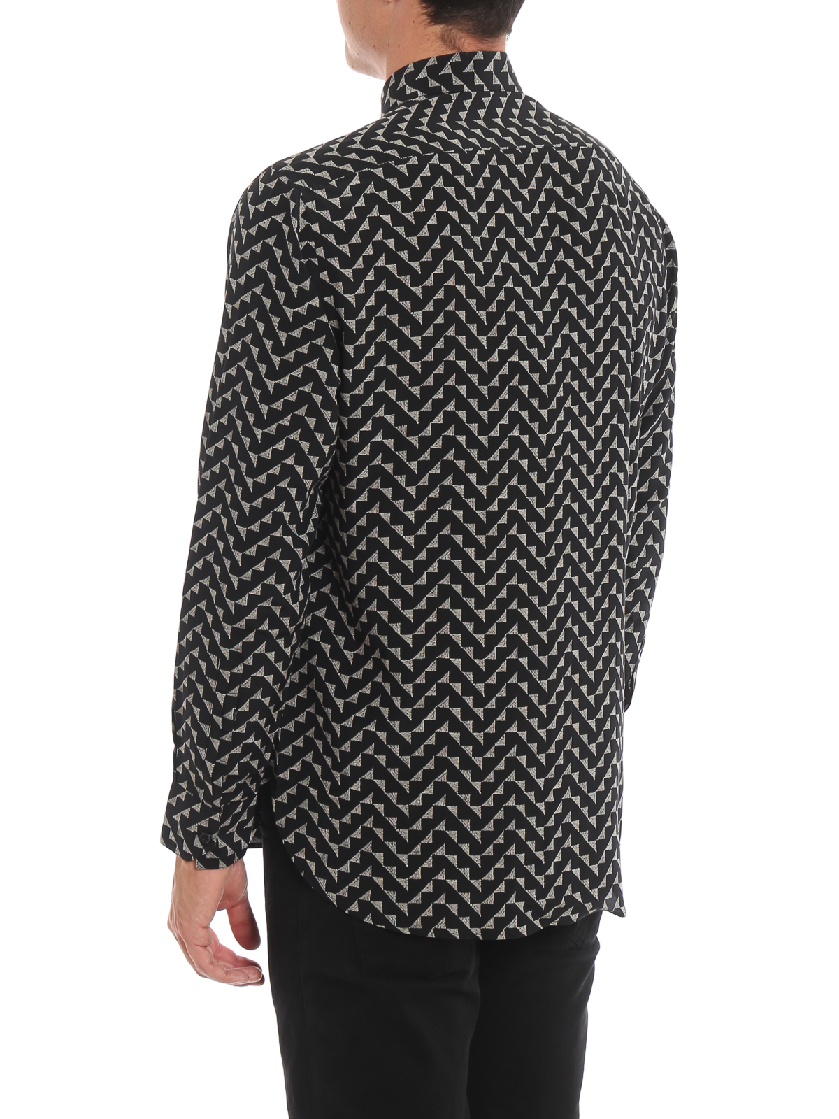 Shirts Saint Laurent - Geometric print silk crepe de chine shirt 