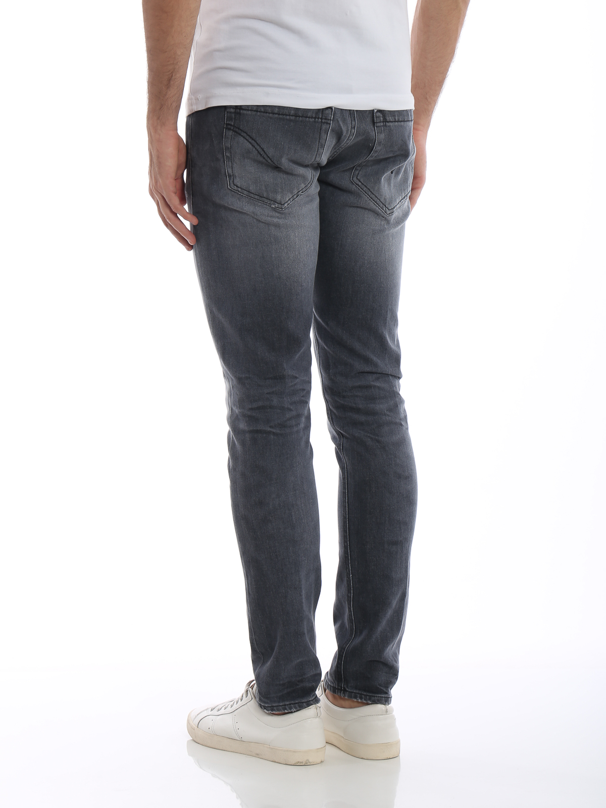 Jeans skinny Dondup - Jeans grigi George con rotture - UP232DS0215UT19C999