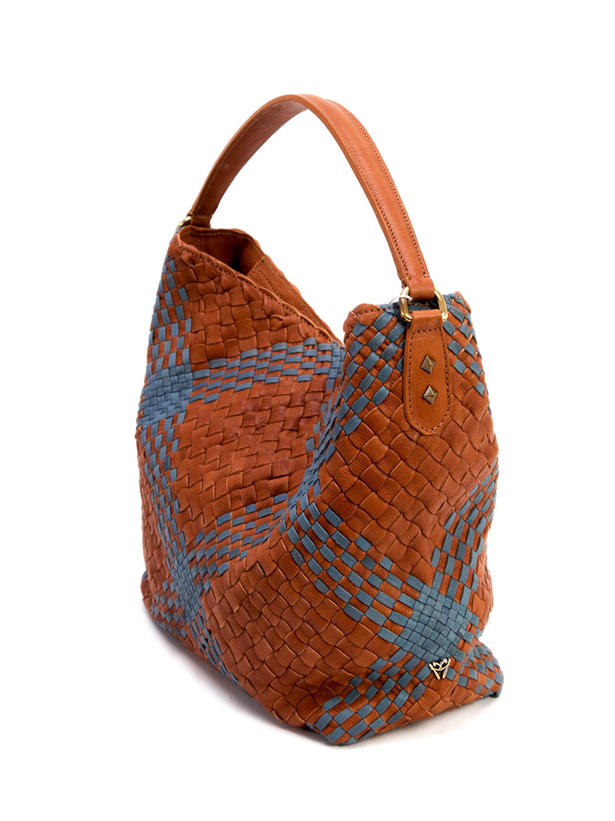 woven leather tote handbag