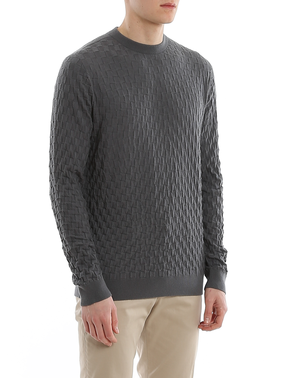 Crew necks Giorgio Armani - Check motif cashmere sweater - 3HSMA1SMA1ZU8ME