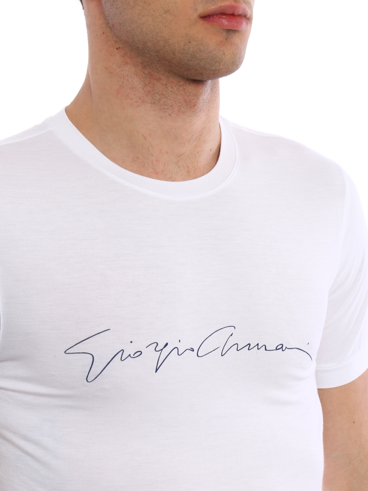 Kreta teller Geheim T-shirts Giorgio Armani - Logo signature jersey T-shirt - 3YST56SJP4Z0100