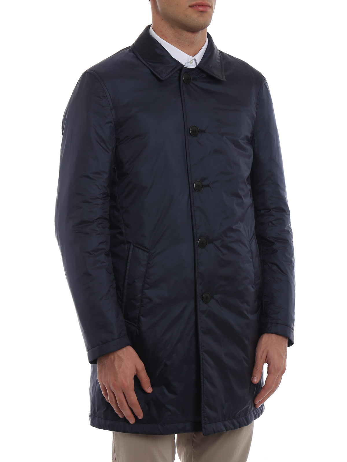 Short coats Giorgio Armani - Nylon and cashmere reversible coat ...