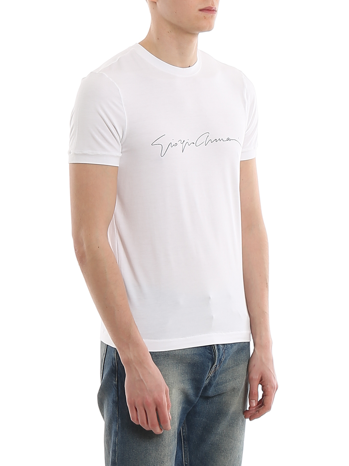China leef ermee Waarnemen T-shirts Giorgio Armani - Signature print T-shirt - 6GST56SJP4ZU090