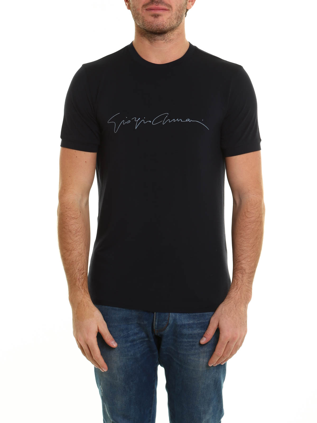 Gå op og ned Telemacos Skinnende T-shirts Giorgio Armani - Logo signature jersey T-shirt - 3YST56SJP4Z0922