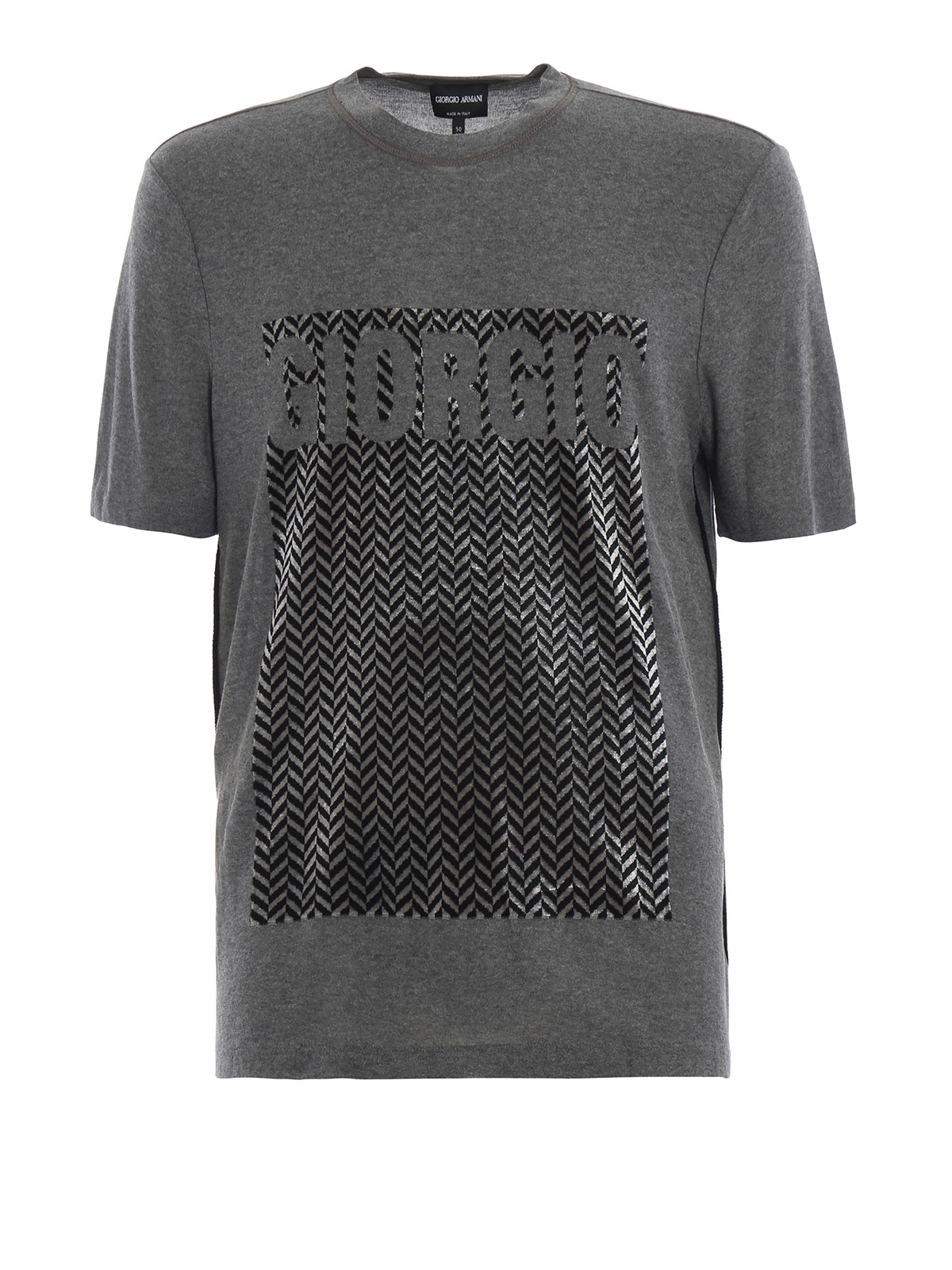 T-shirts Giorgio Armani - Jersey T-shirt with chenille embroidery ...