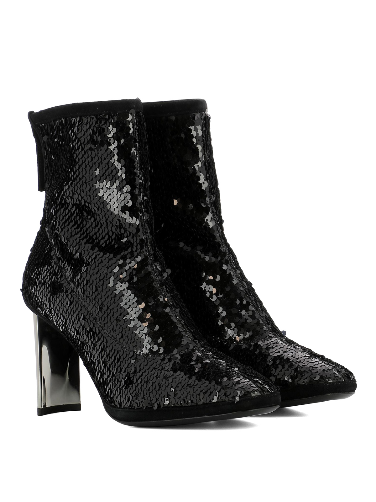 black sequin ankle booties