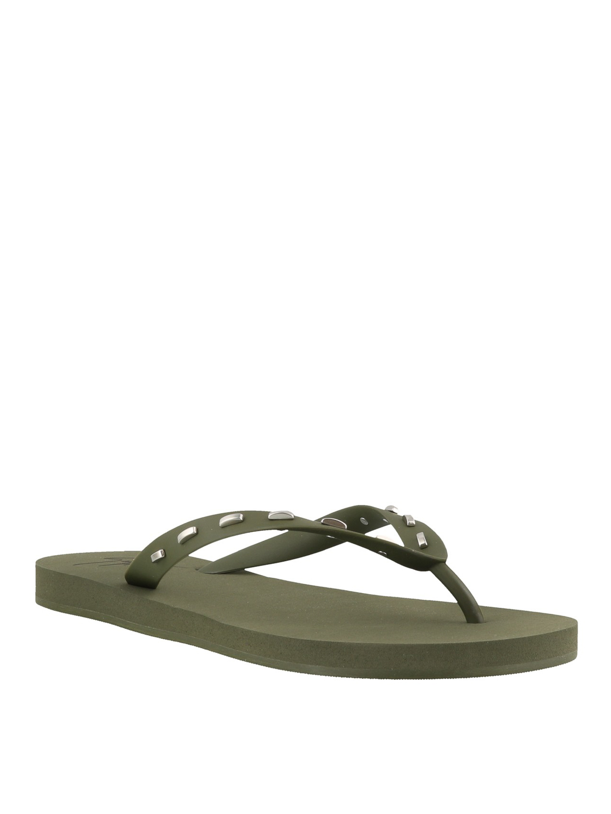 Olive green rubber thong sandals 