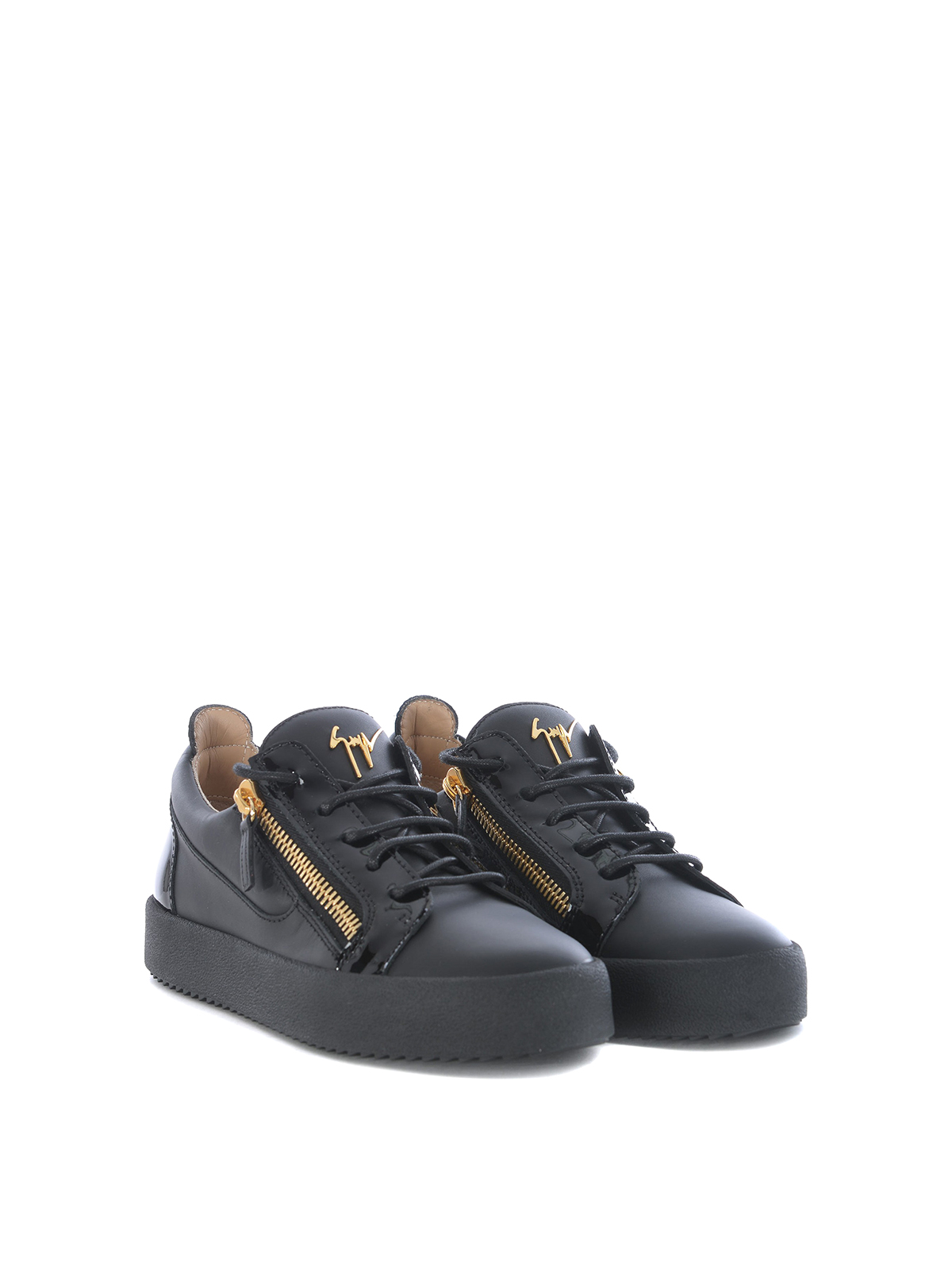 giuseppe zanotti patent black sneakers