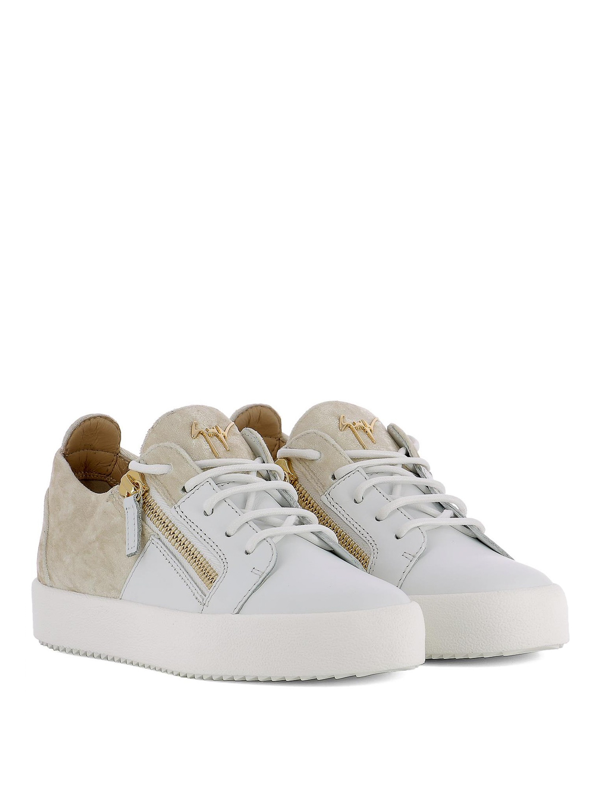 Giuseppe Zanotti - Double leather and velvet sneakers - trainers -  RS80040001