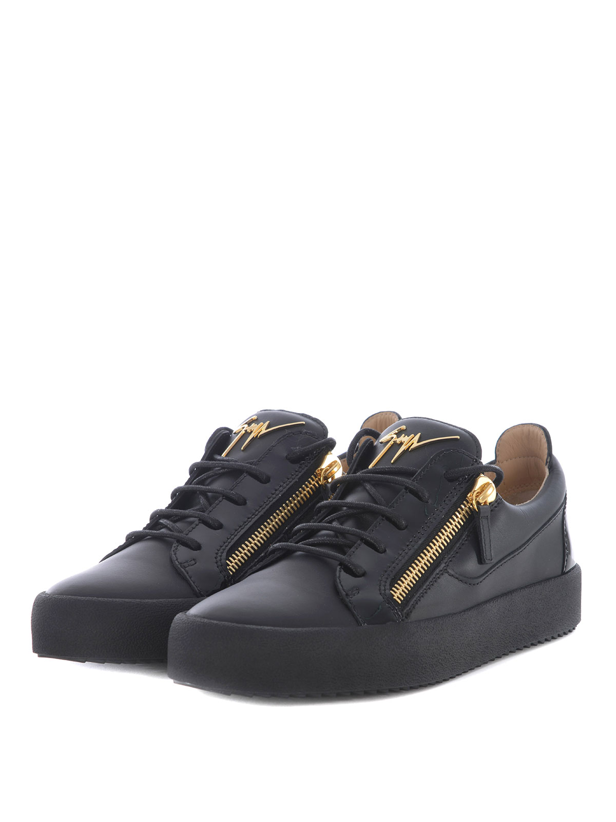 Trainers Giuseppe Zanotti - Double zip black leather sneakers - RU70000002