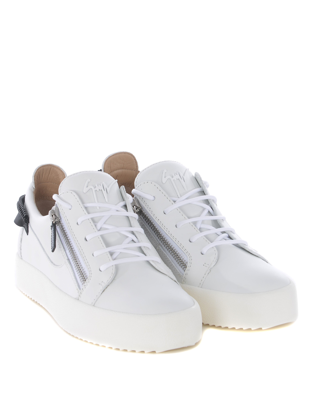 Trainers Giuseppe - Zip detailed white leather - RM90077001