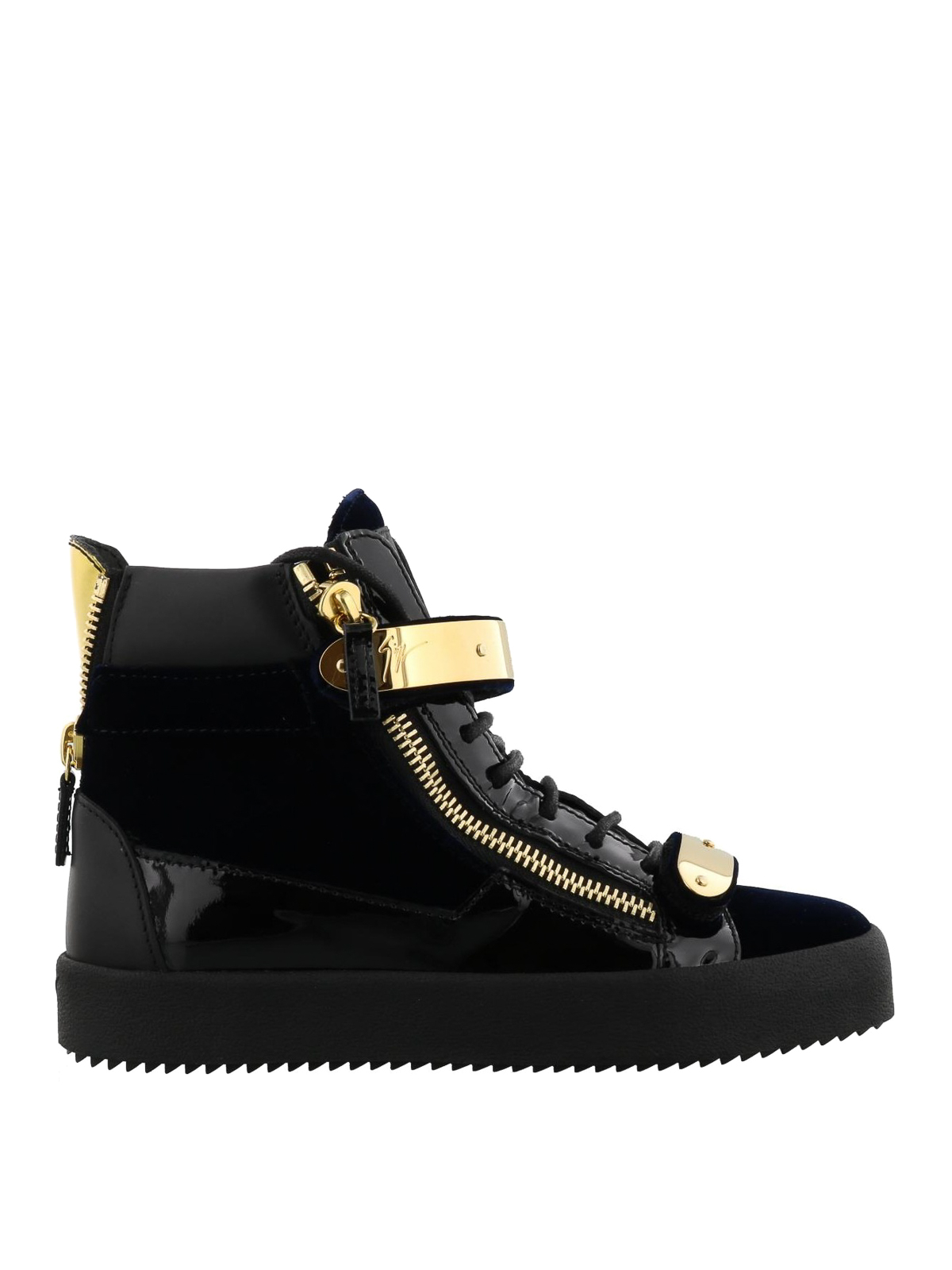 Trainers Giuseppe Zanotti - Coby velvet leather and patent sneakers ...