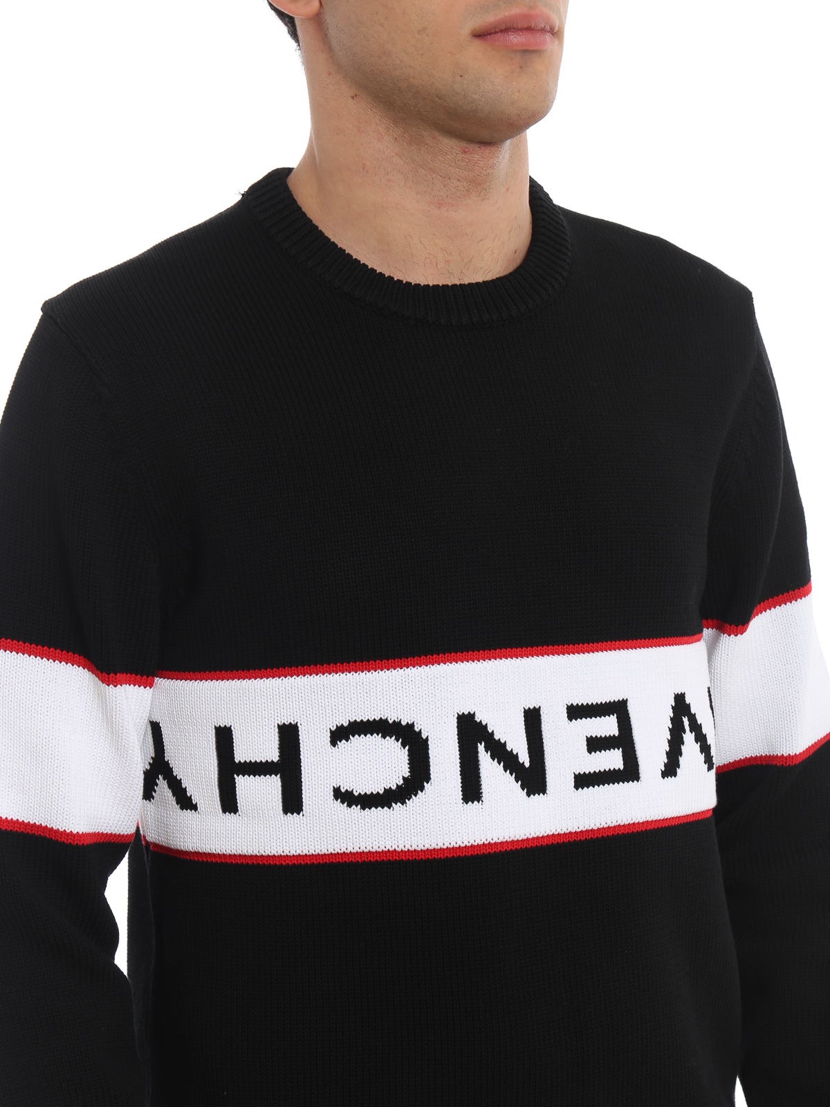 givenchy black intarsia logo sweater