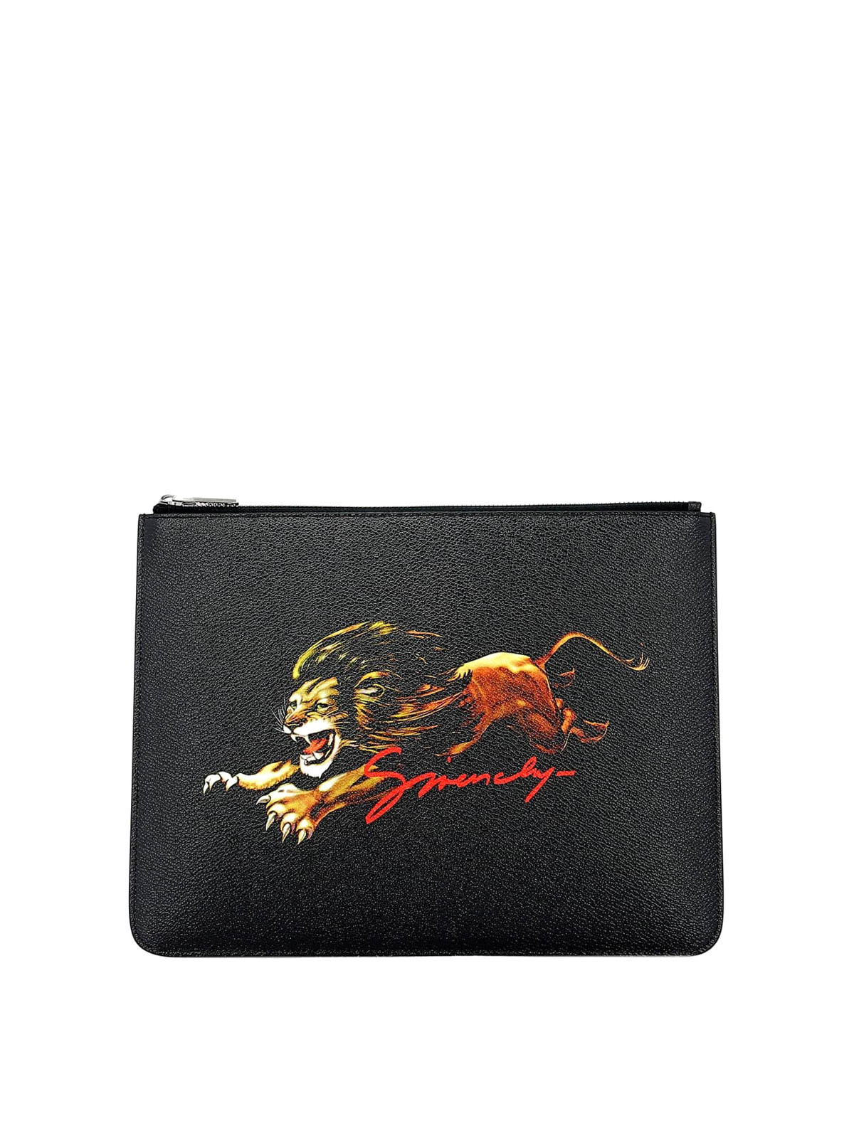 Givenchy - Lion print coated canvas zip 