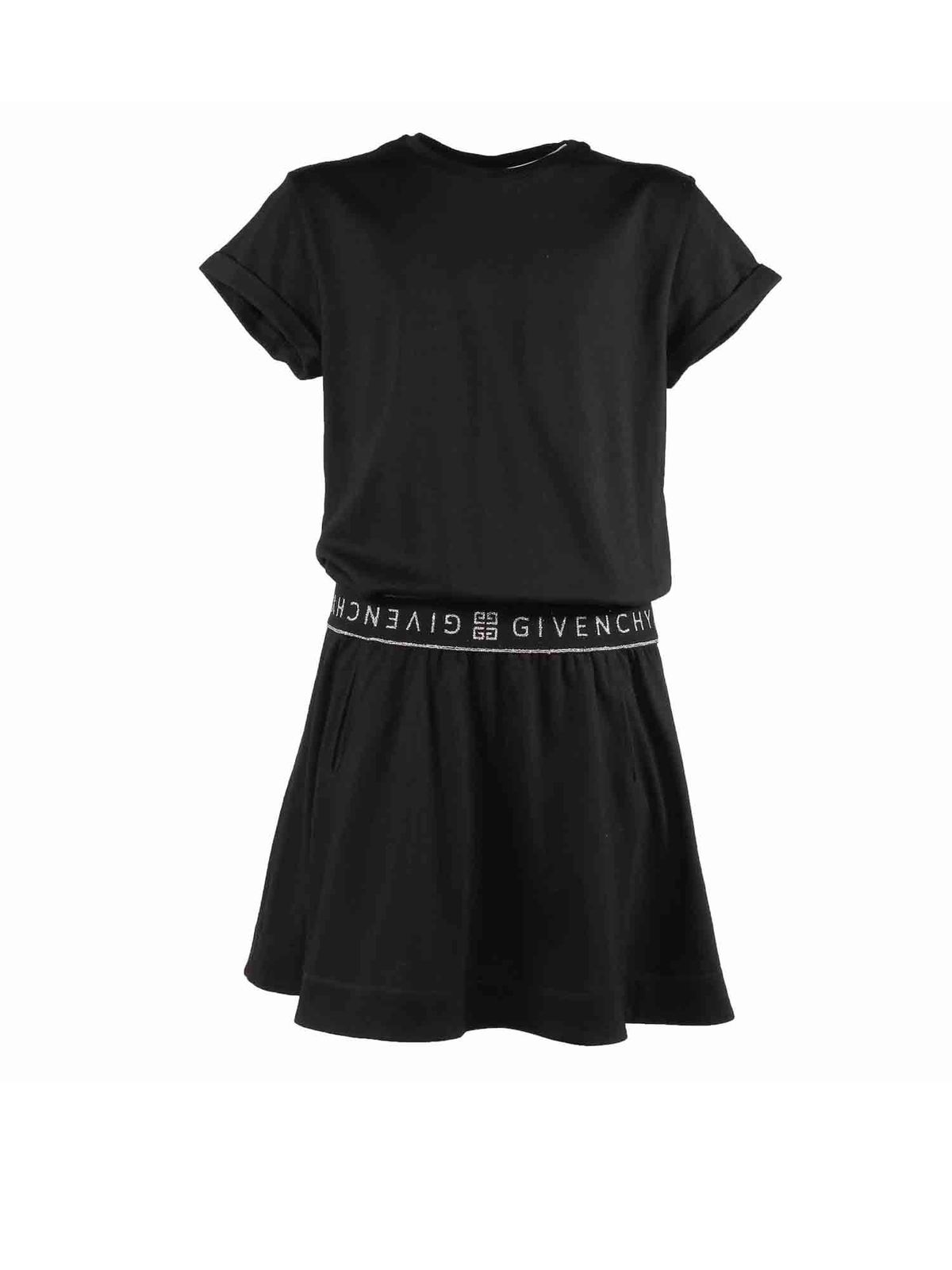 GIVENCHY BRANDED WAISTBAND DRESS IN BLACK