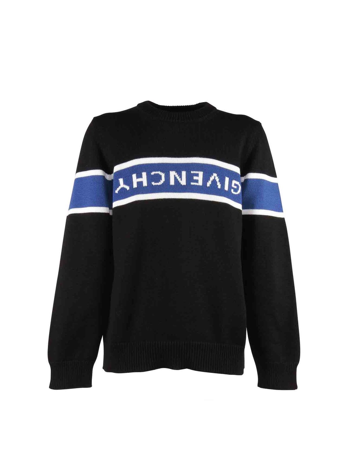 GIVENCHY JACQUARD LOGO PULLOVER IN BLACK