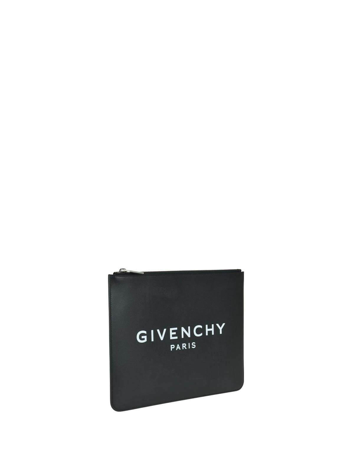 Clutches Givenchy - Logo print black smooth leather clutch 