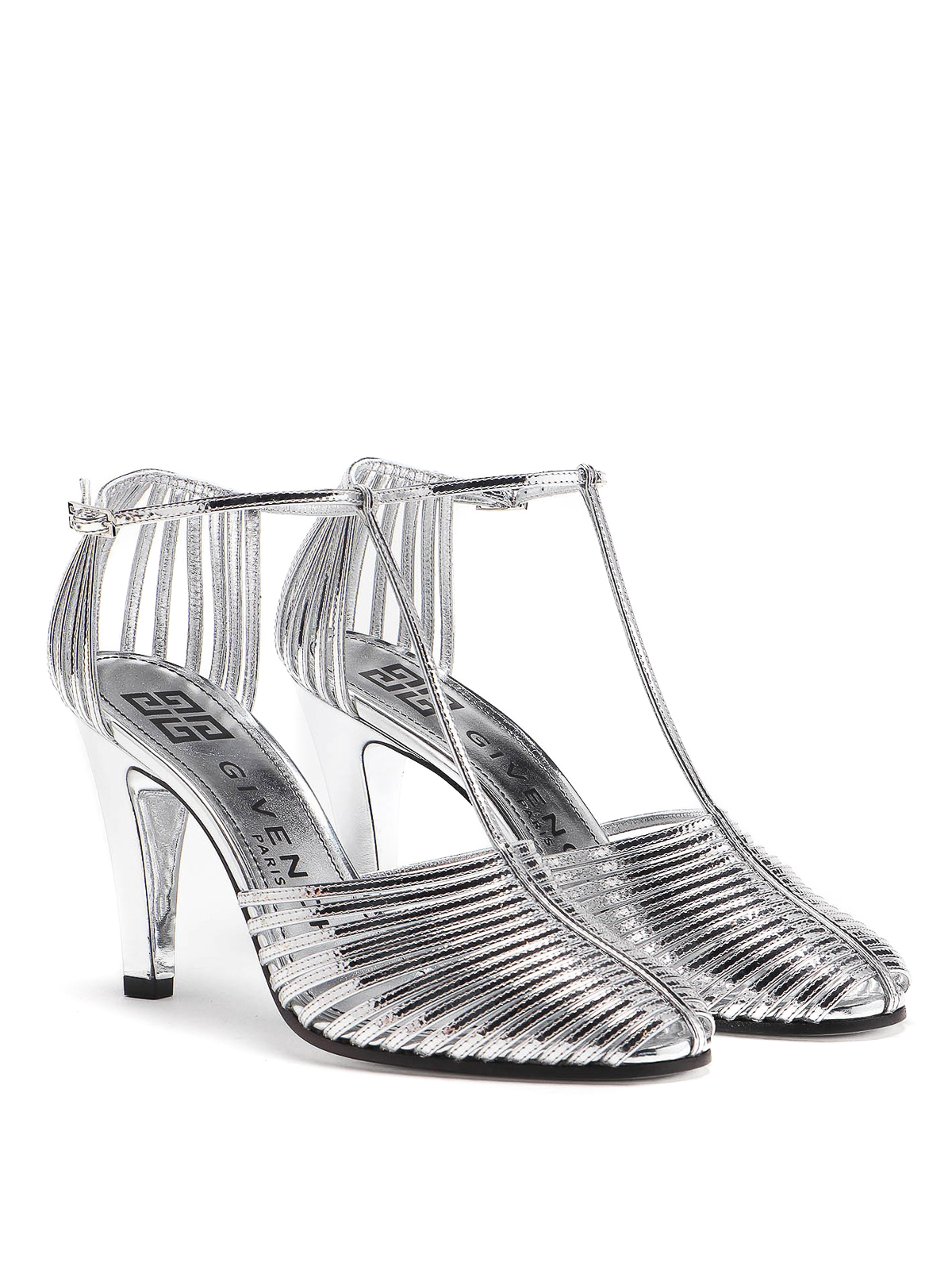 Givenchy - T-strap silver sandals 