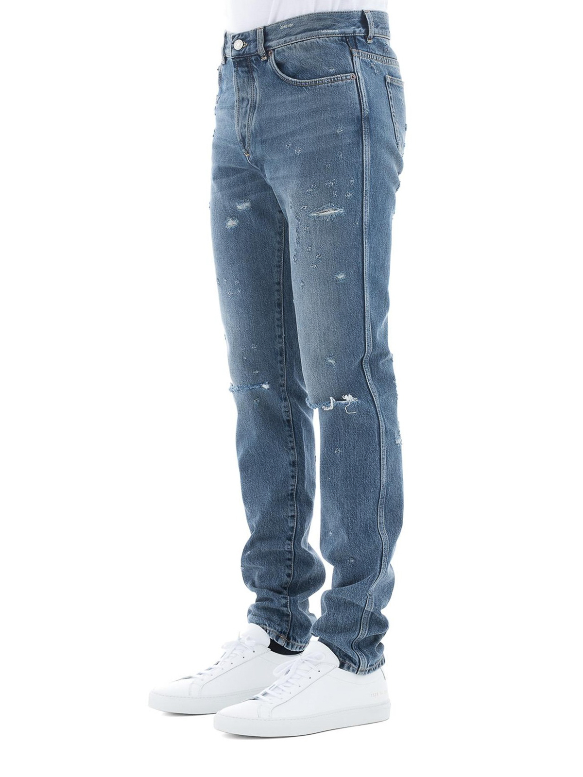 Destroyed denim slim fit jeans 