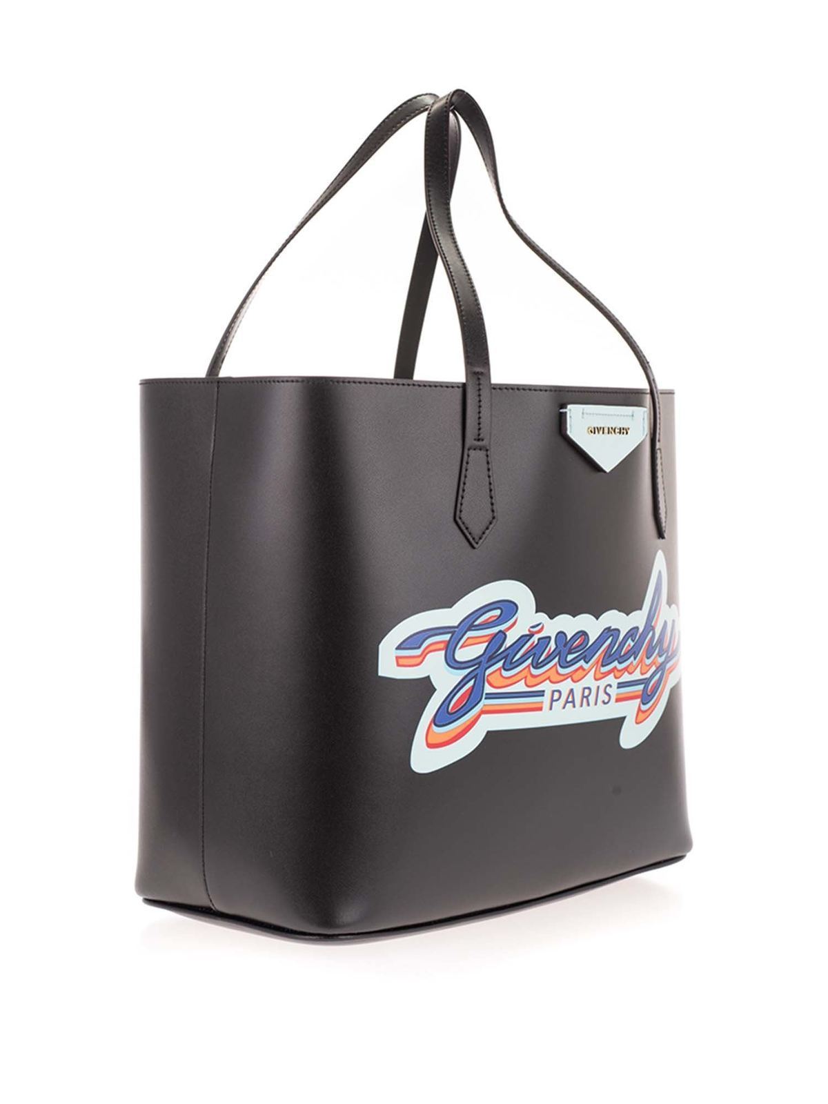 Totes bags Givenchy Neon logo-print tote bag in black BB50GDB10J001