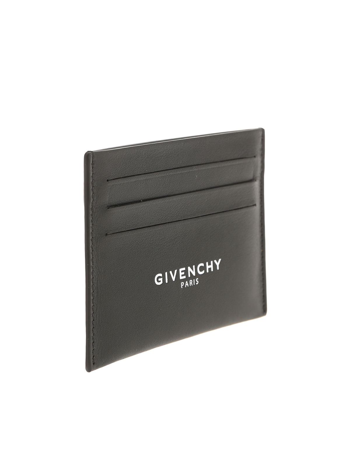 Wallets & purses Givenchy - Black card holder with white logo print -  BK601KK0AC001