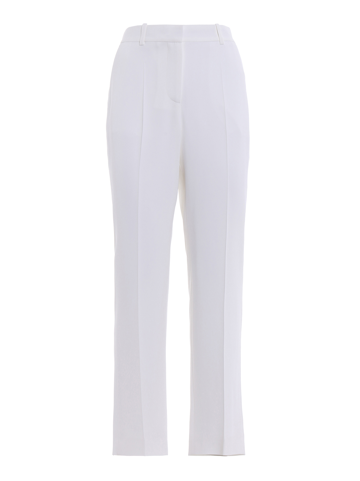 white stretch trousers