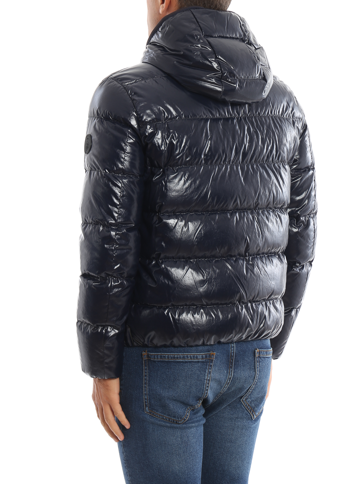 Padded jackets Fay - Glossy quilted hooded puffer jacket ...