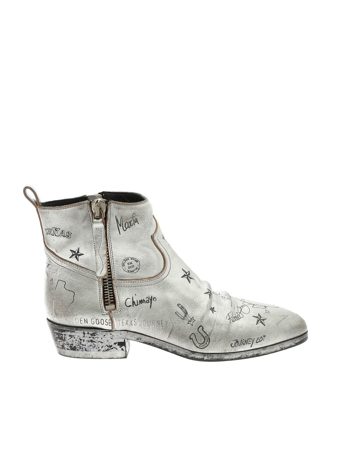 GOLDEN GOOSE VIAND ANKLE BOOTS IN SILVER colour