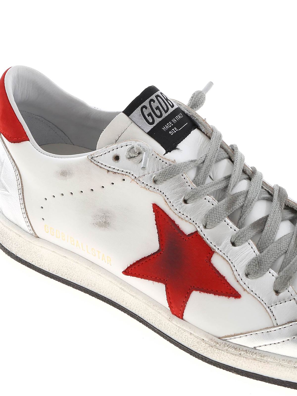 Trainers Golden Goose - Ball Star sneakers in white with red star -  G36MS592A56