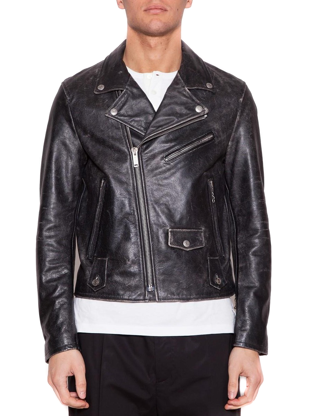 Leather jacket Golden Goose - Chiodo Golden calf leather jacket ...