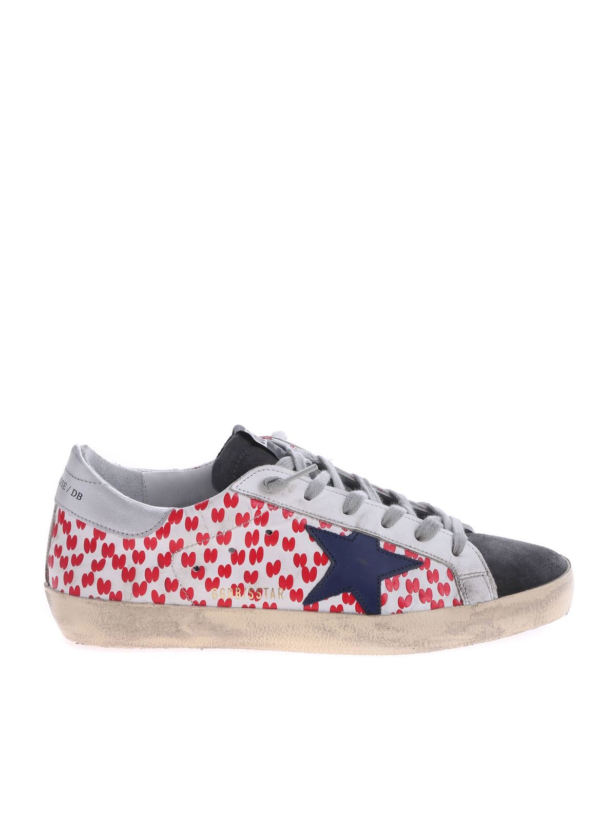 GOLDEN GOOSE SNEAKERS SUPERSTAR IN WHITE AND RED