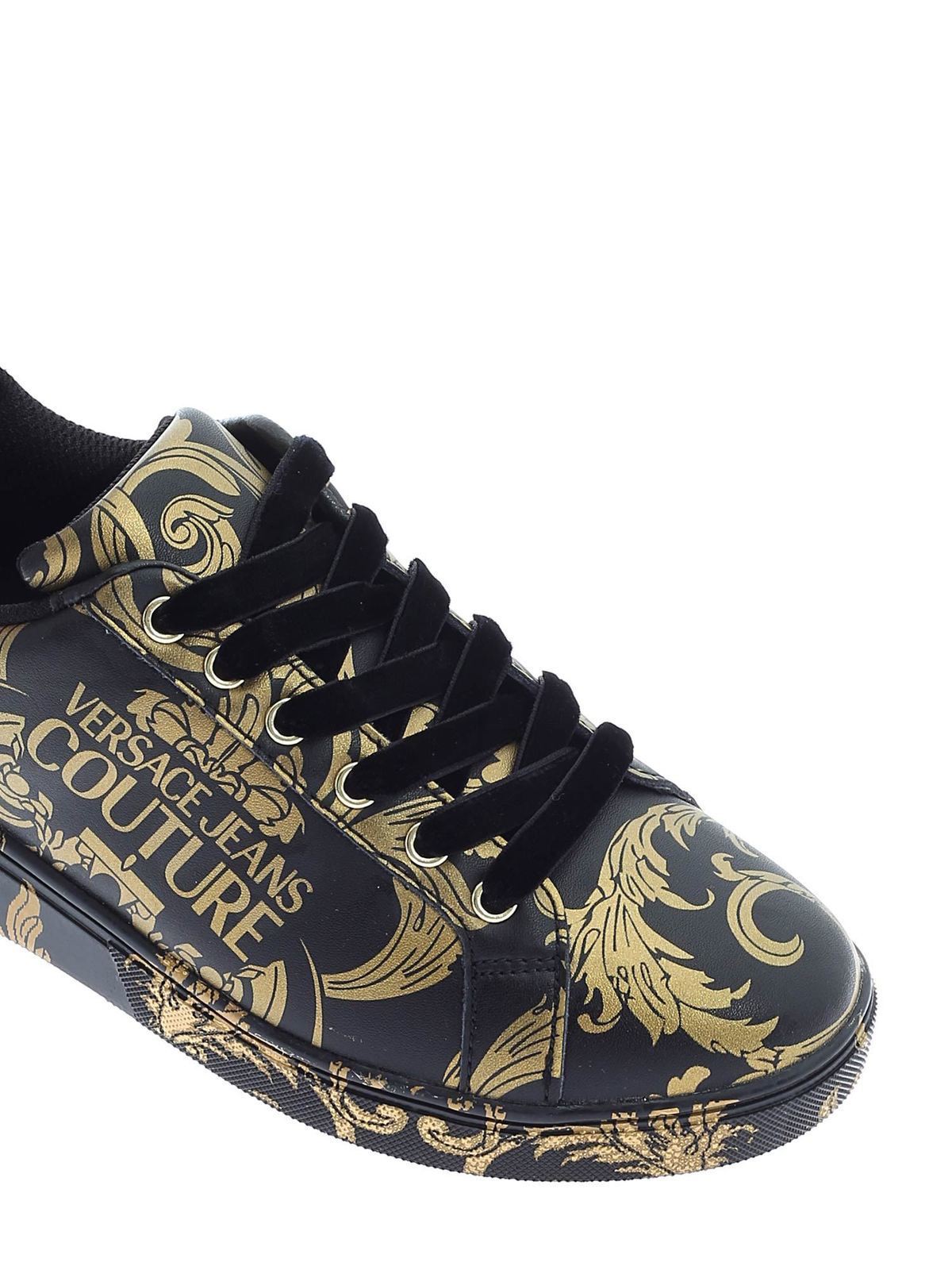 versace sneakers black and gold