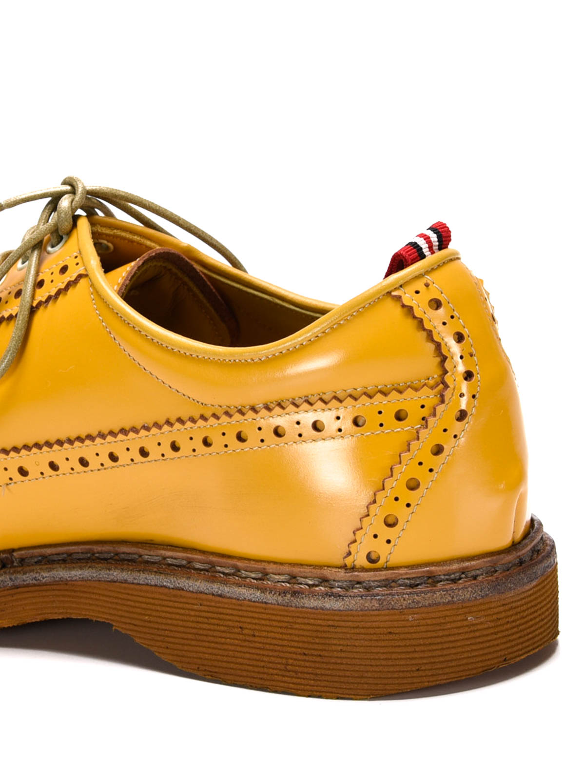 Green Leather brogue shoes laceups shoes 7098GOMMA30MICRO