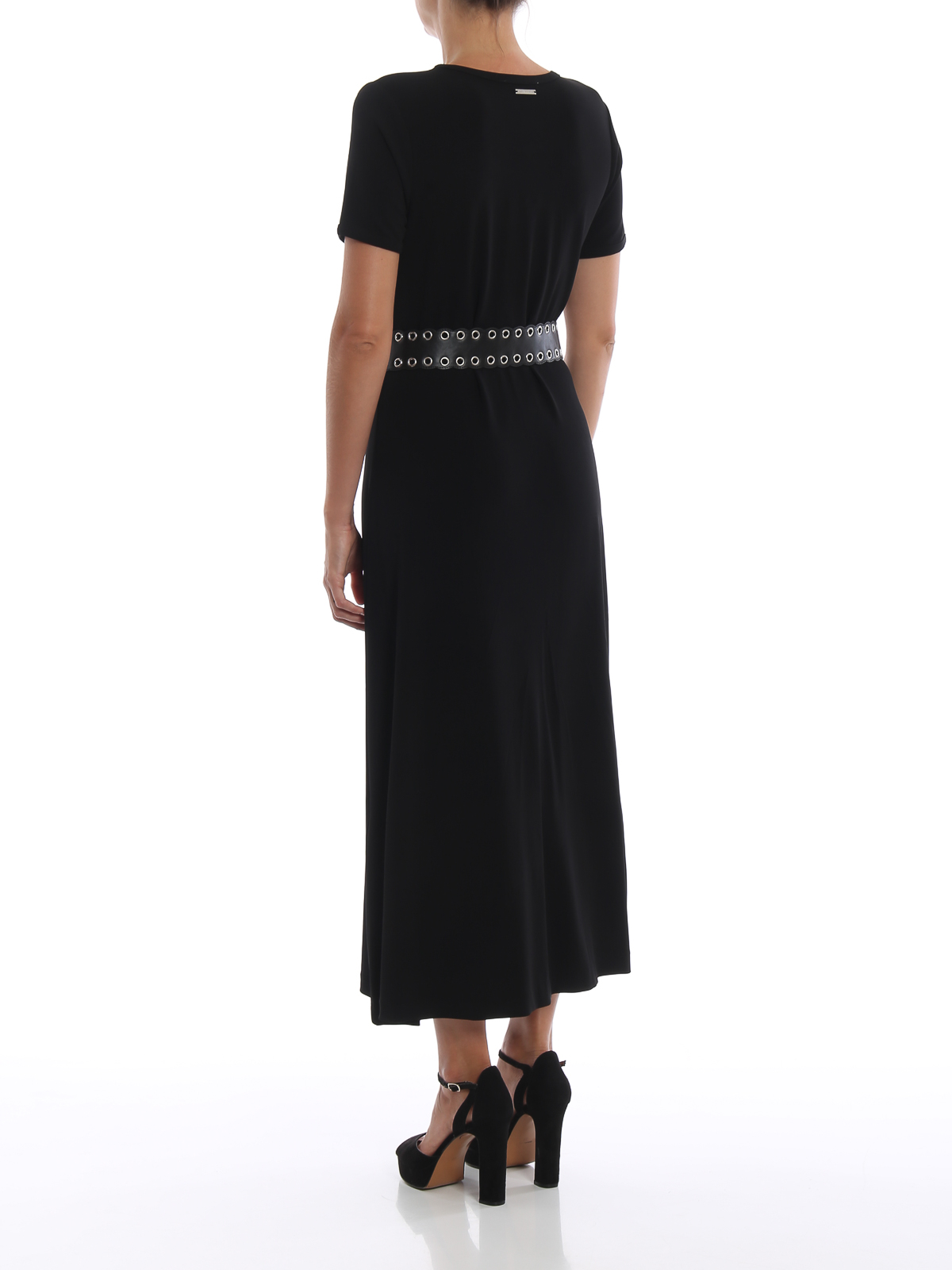 Maxi dresses Michael Kors - Grommet belt black jersey maxi dress -  MU88XZL7AW009