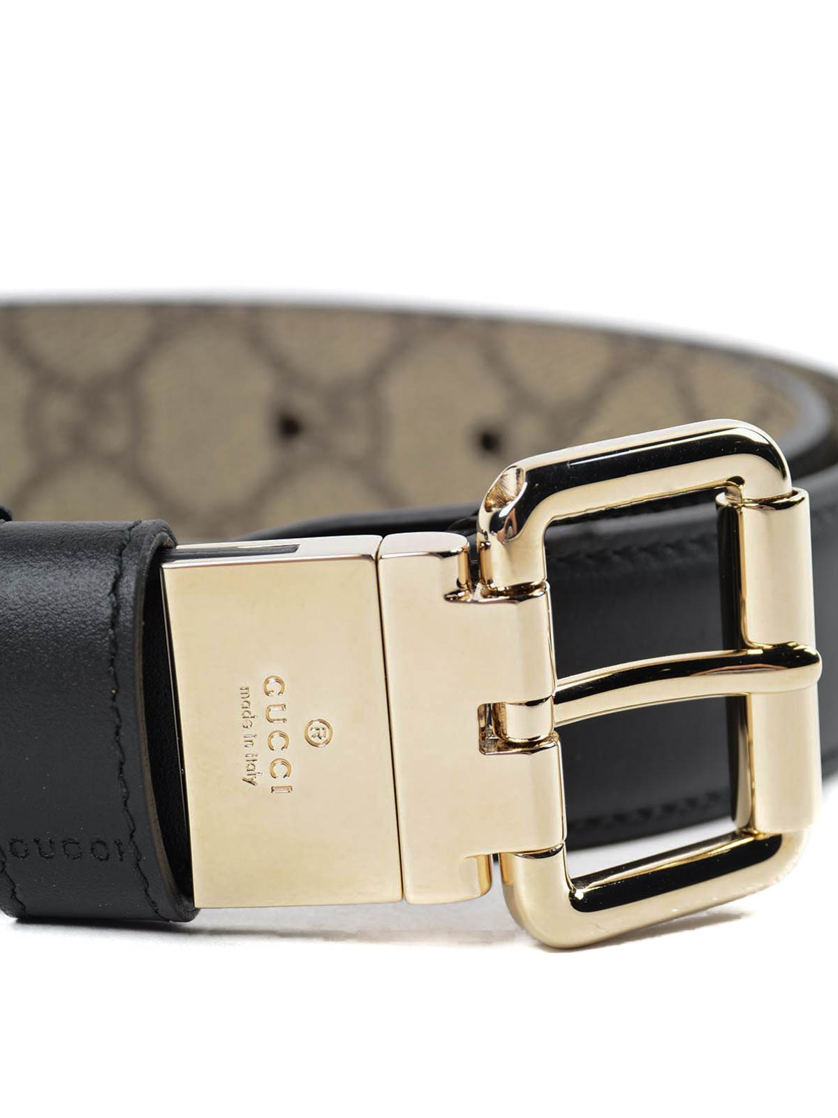 Reversible leather and canvas belt by Gucci - belts | iKRIX