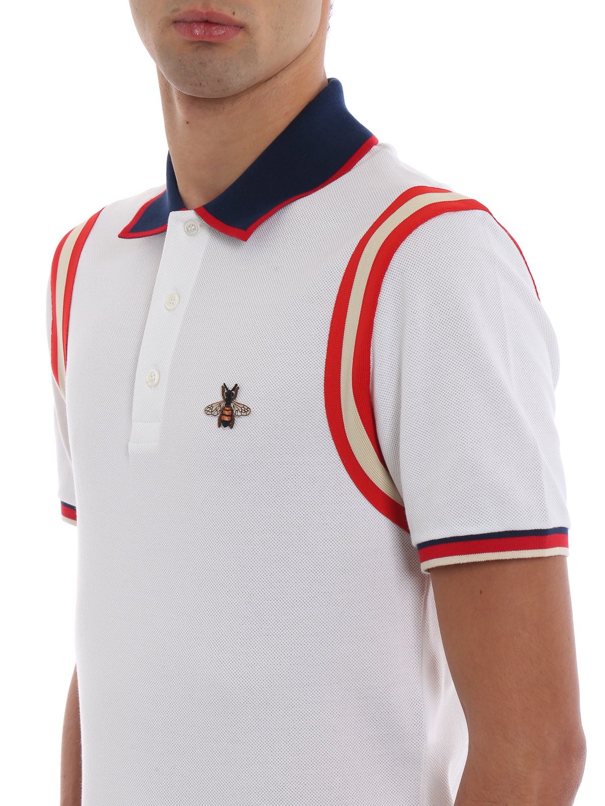 Polo shirts - patch white cotton piquet polo - 500971X9M379134