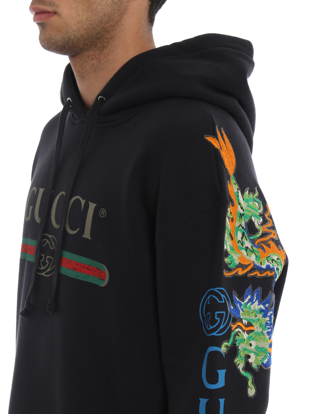 Gucci - Embroidered dragon blue cotton 