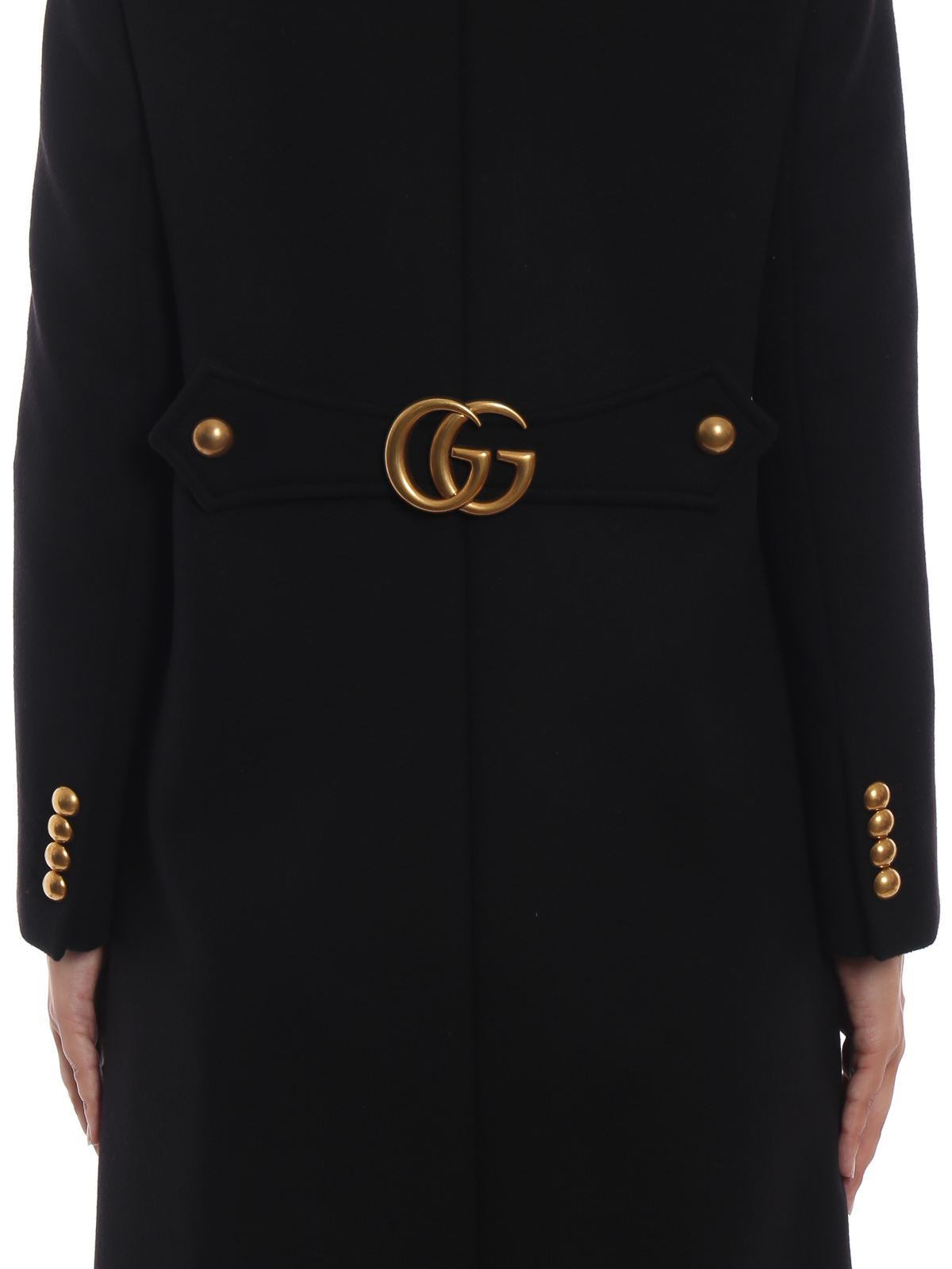 Knee length coats Gucci - GG martingale wool coat with gold 