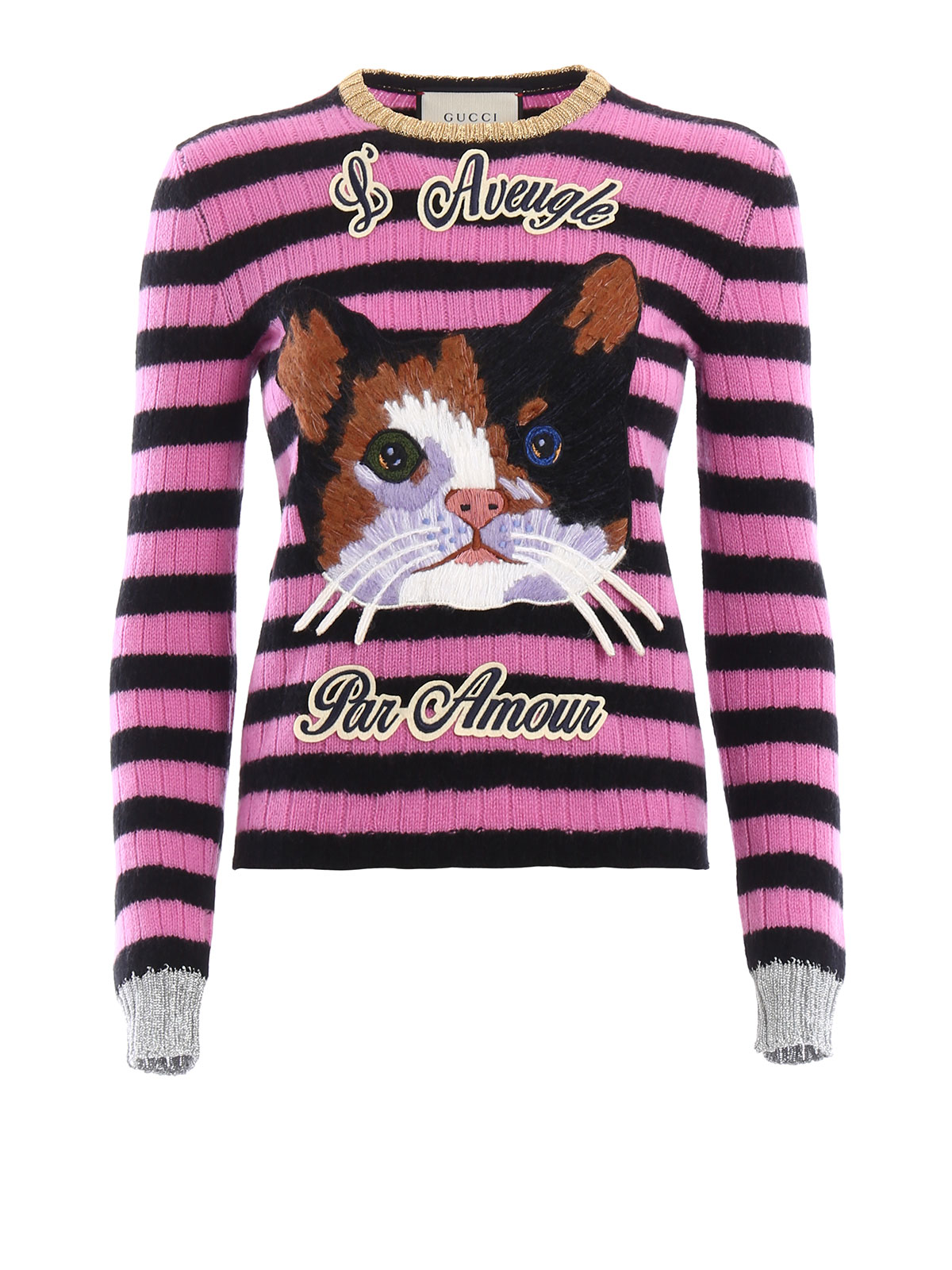 Crew necks Gucci - Cashmere blend embroidered sweater 