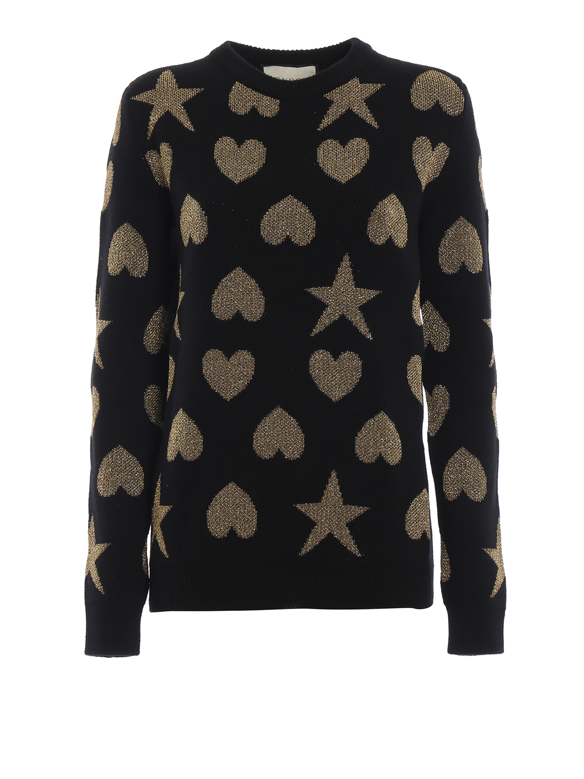 Crew necks Gucci - Star and heart lurex jacquard wool sweater 