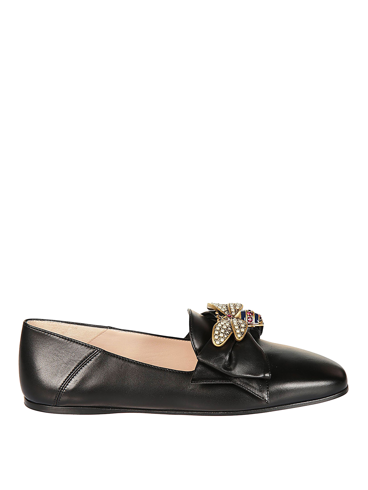 gucci leather ballet flat with bow