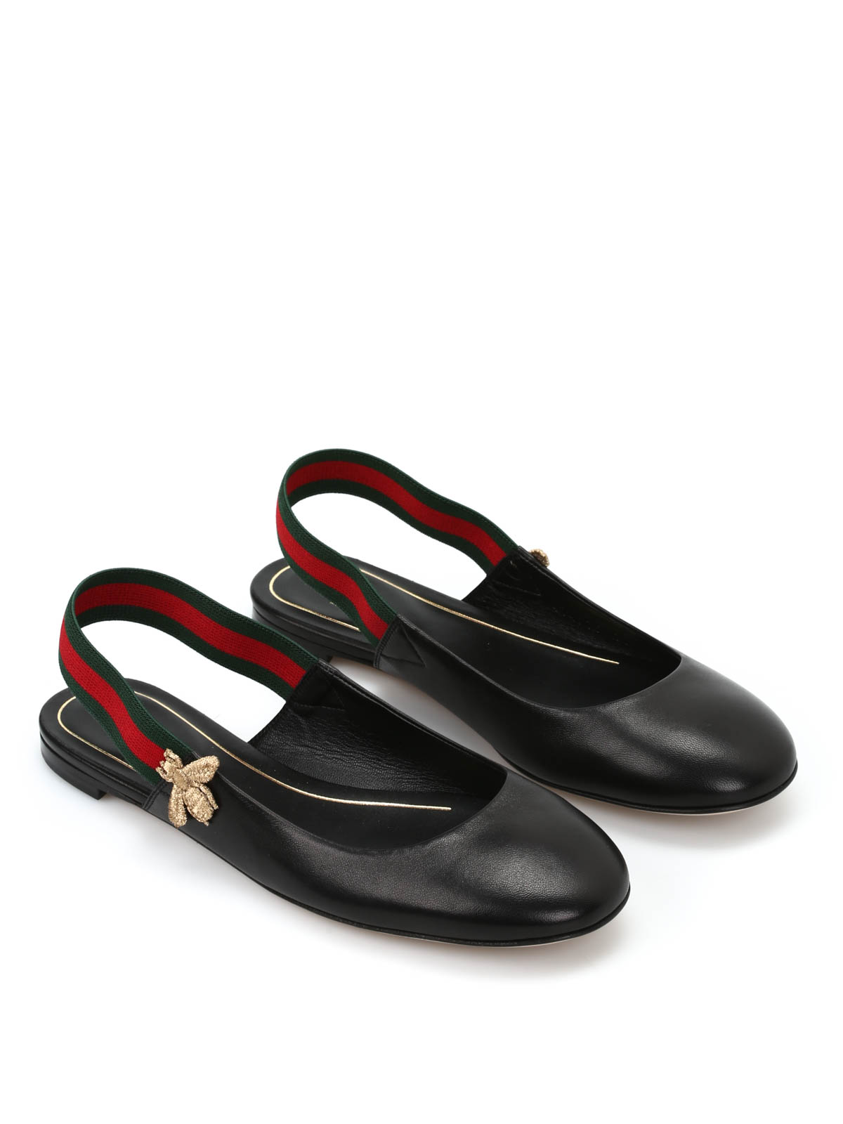 Gucci - Leather flats with elastic band 