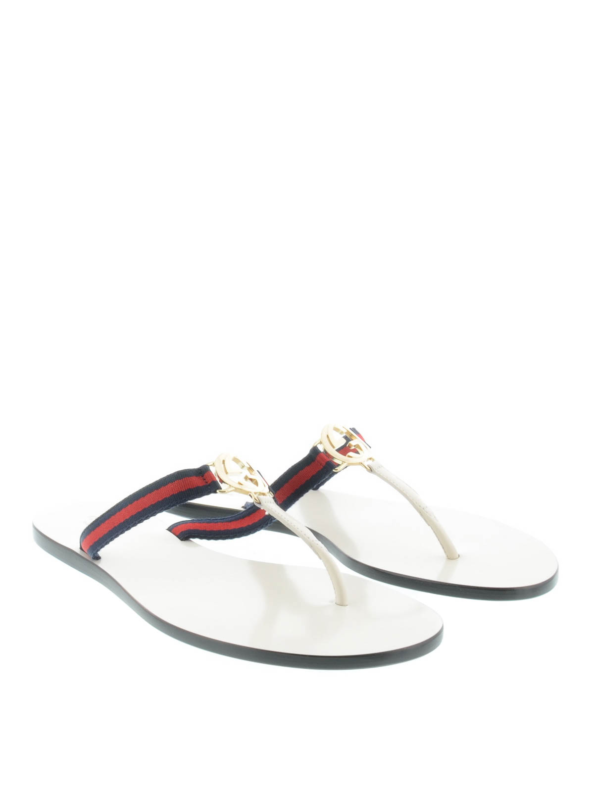 white gucci thong sandals