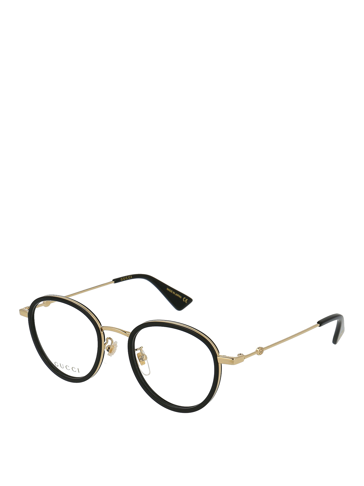 Black and gold metal round eyeglasses 