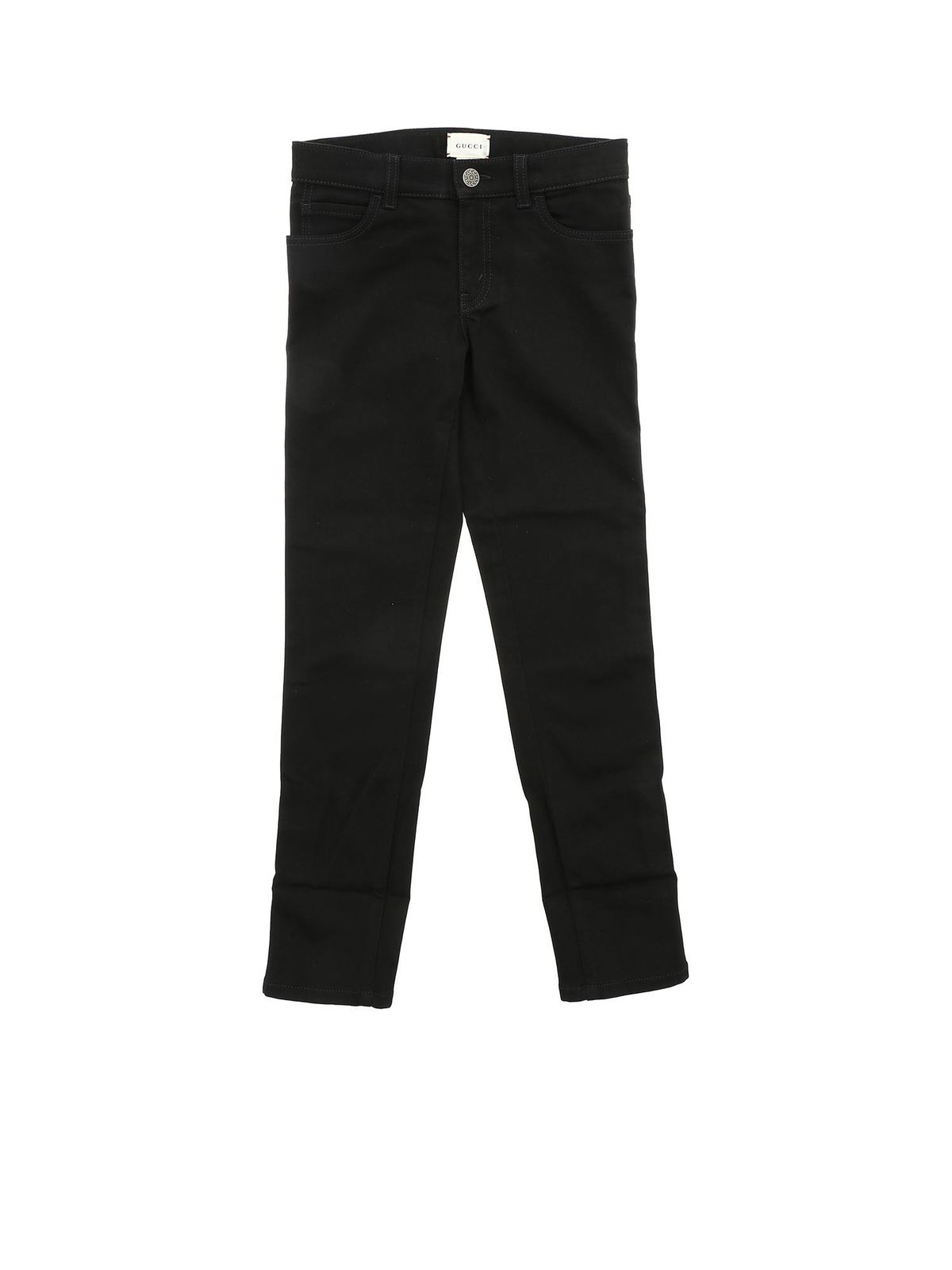 GUCCI BLACK JEANS WITH WEB DETAIL